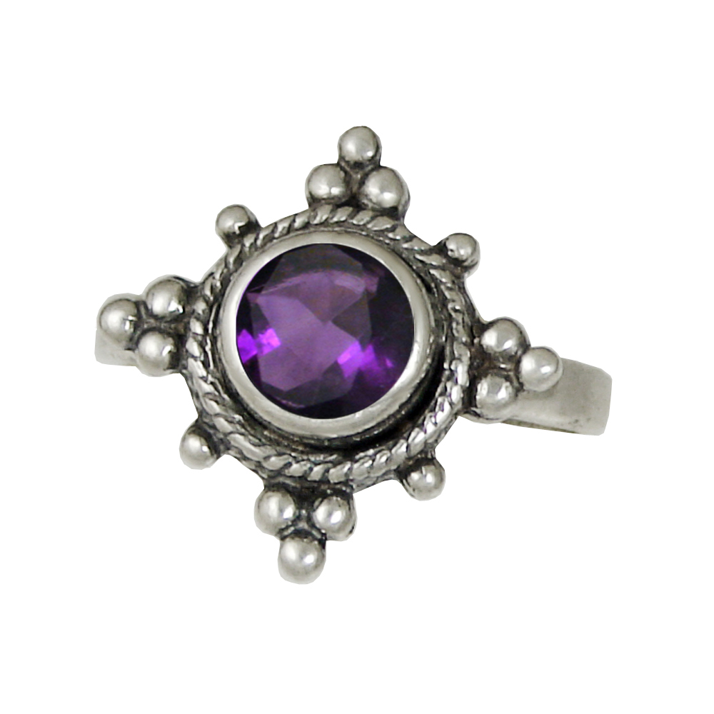 Sterling Silver Fairy's Choice Ring With Faceted Amethyst Size 6